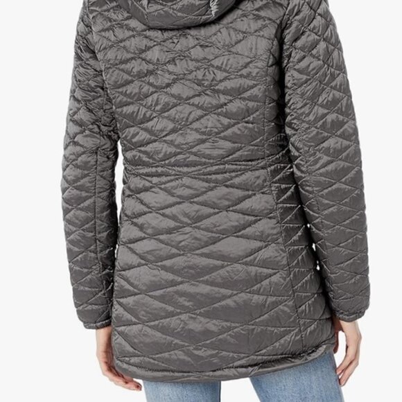 Steve Madden metallic grey quilted Glacier Shield hooded parka S - Picture 2 of 14